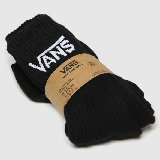 Vans Classic Crew Black/White Socks 3 Pack 5.5 - 8 UK