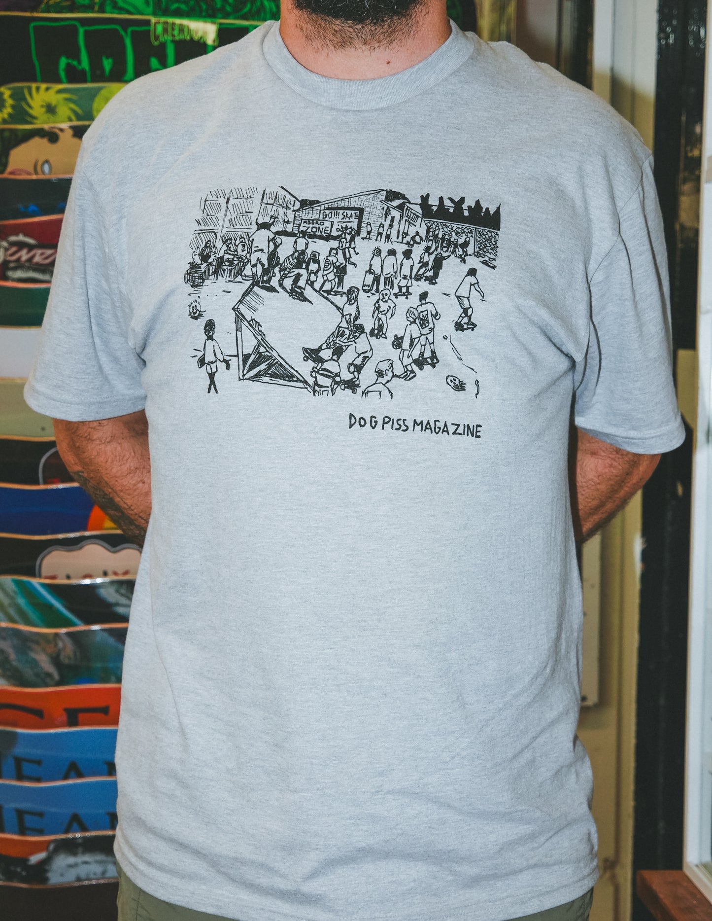 Dogpiss Magazine Kenji Goto 'Aggro Zone' Athletic Grey T-Shirt