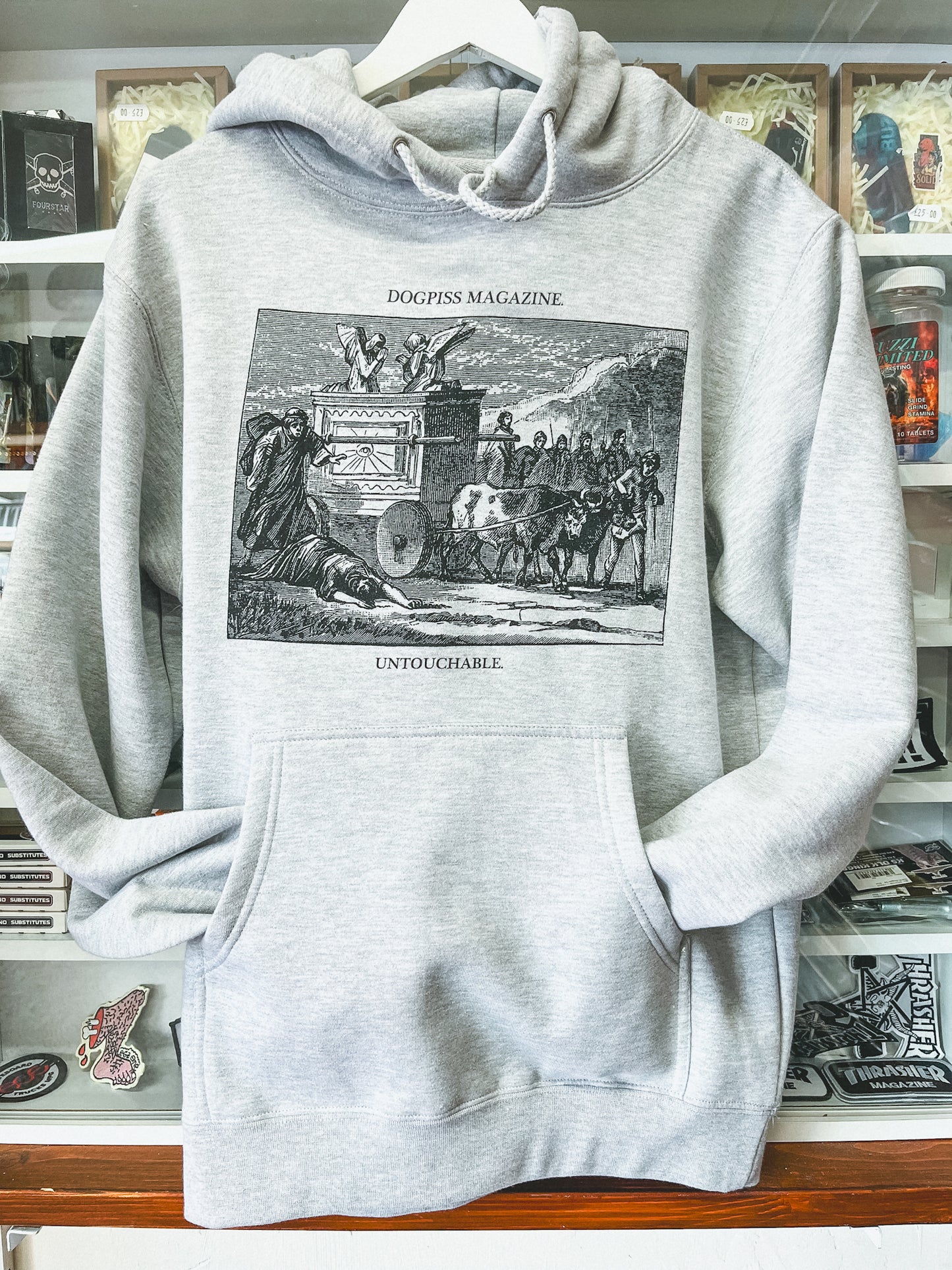 Dogpiss Magazine Untouchable Grey Heather Heavyweight Hood