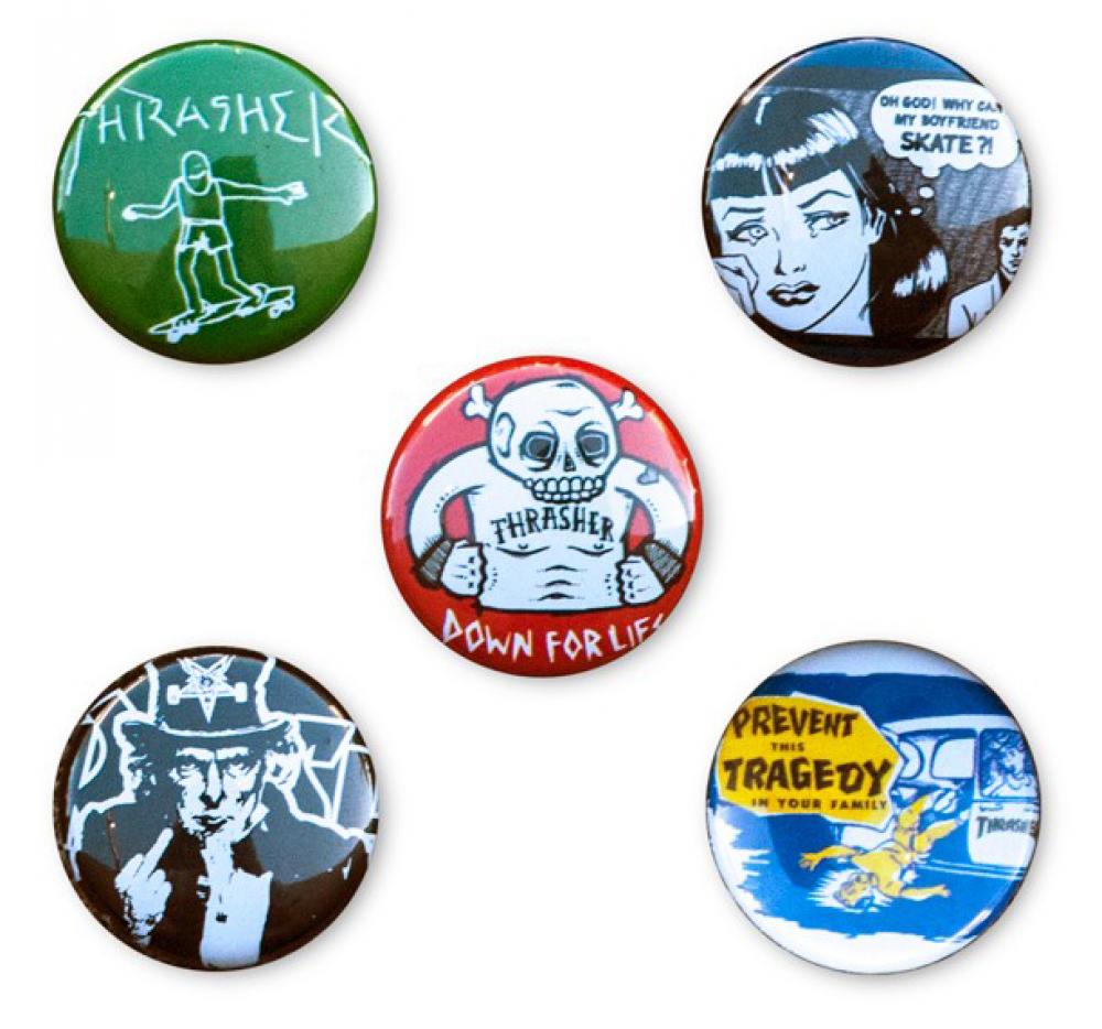 Thrasher Badges Usual Suspects Buttons (5 pack)