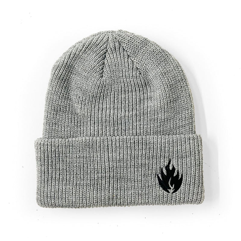 Black Label Flame Logo Grey Beanie