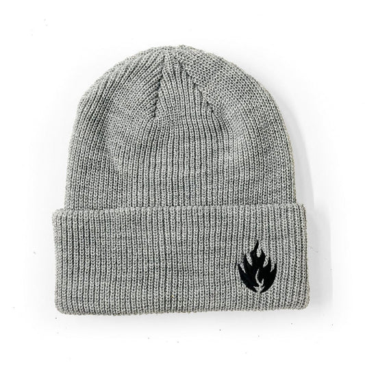 Black Label Flame Logo Grey Beanie