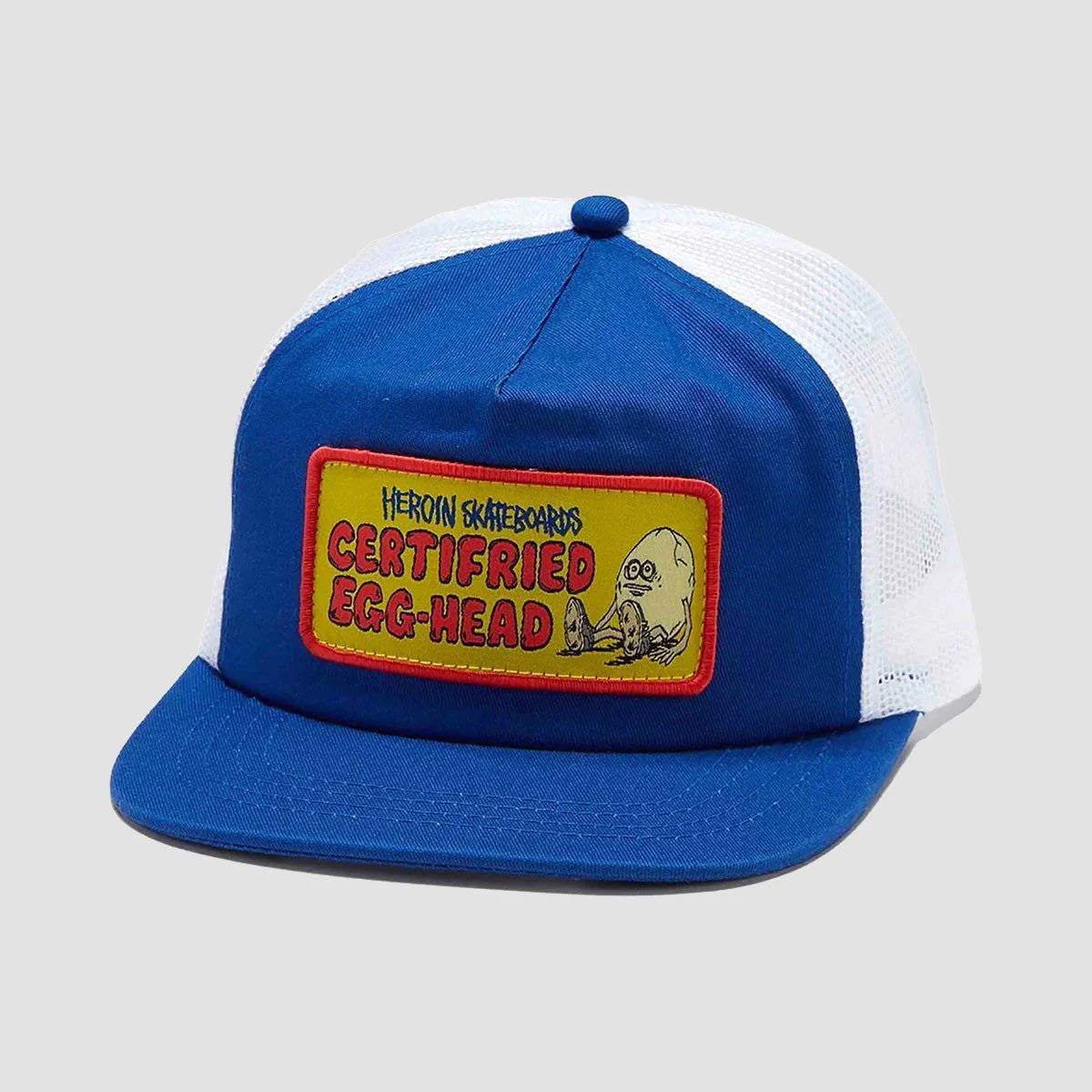 Heroin Skateboards CERTIFRIED EGG-HEAD Trucker Cap (Blue/white)