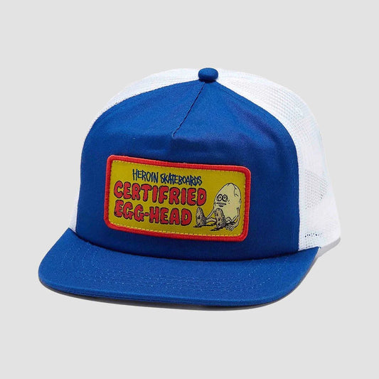 Heroin Skateboards CERTIFRIED EGG-HEAD Trucker Cap (Blue/white)