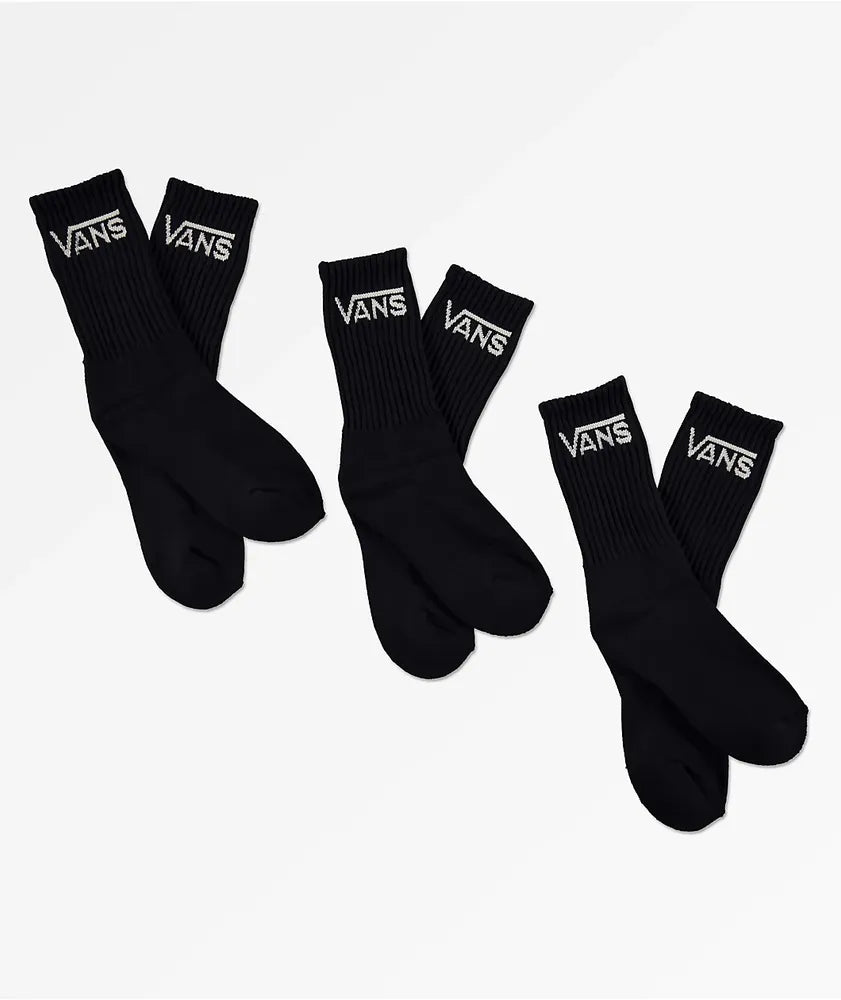Vans Classic Crew Black Socks (6 Pairs)
