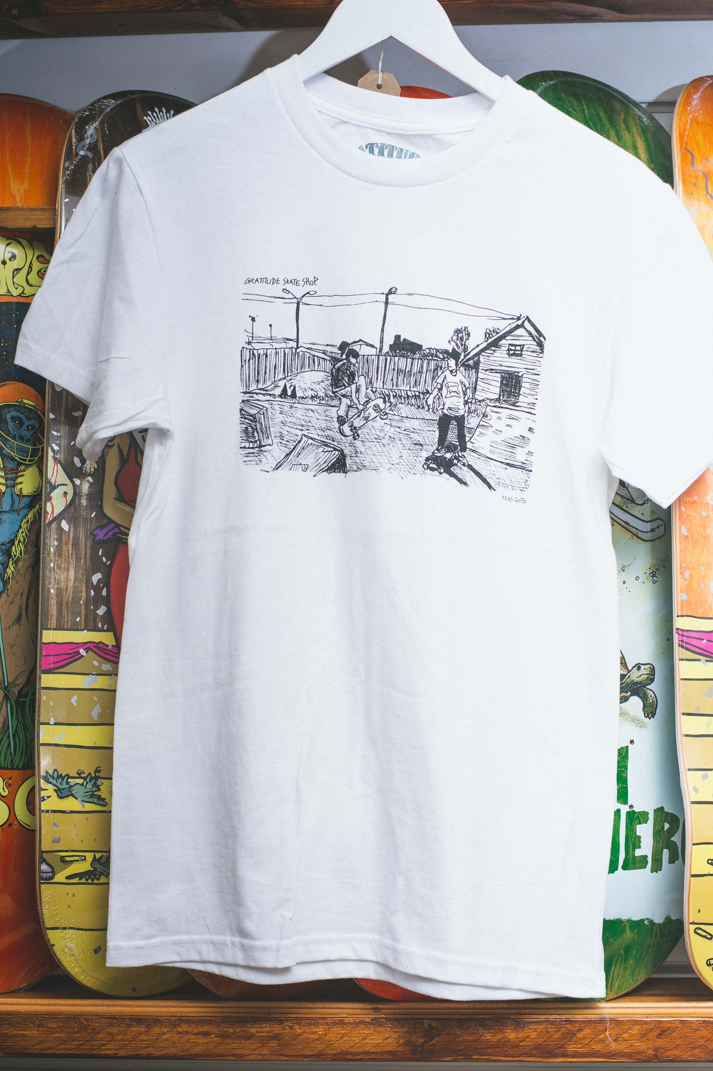 Gratitude Skateshop KIDS SIZE Kenji Goto Launch Ramp White T-Shirt