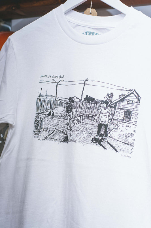 Gratitude Skateshop KIDS SIZE Kenji Goto Launch Ramp White T-Shirt