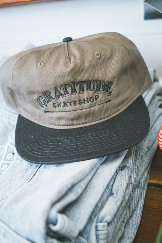Gratitude Skateshop Mr Finbar Snapback Cap Walnut  / Black