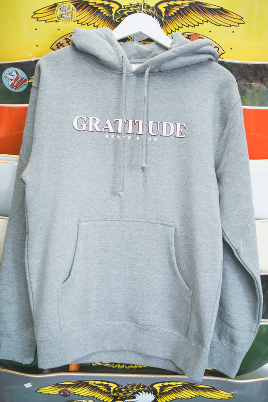 Gratitude Skateshop OG Logo Gunmetal Heather / White / Black Premium Hood