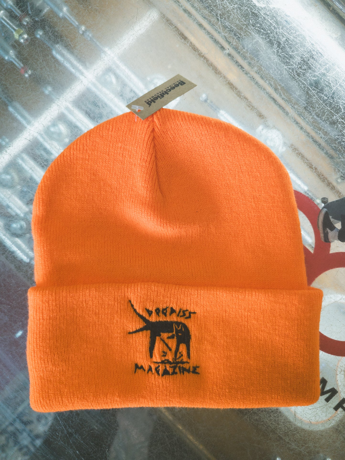 Dogpiss Magazine Delta Mojo Fluro Orange Embroidered Beanie.