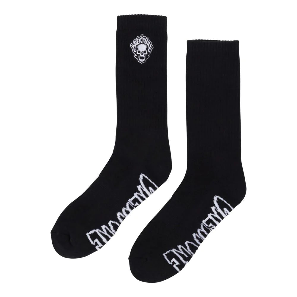 Creature Bonehead Flame Crew Socks 9-11 UK Black