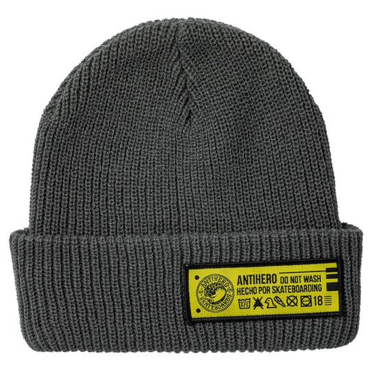 Antihero Hecho Por Skateboarding Charcoal / Yellow Beanie