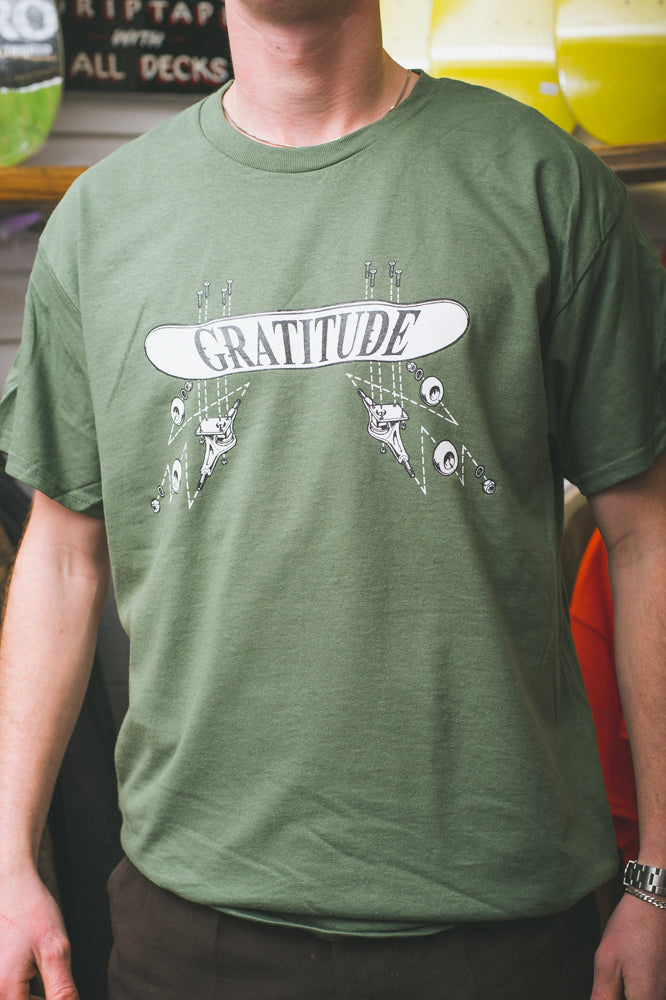 Gratitude Skateshop Feek Exploded Diagram Military Green T-Shirt
