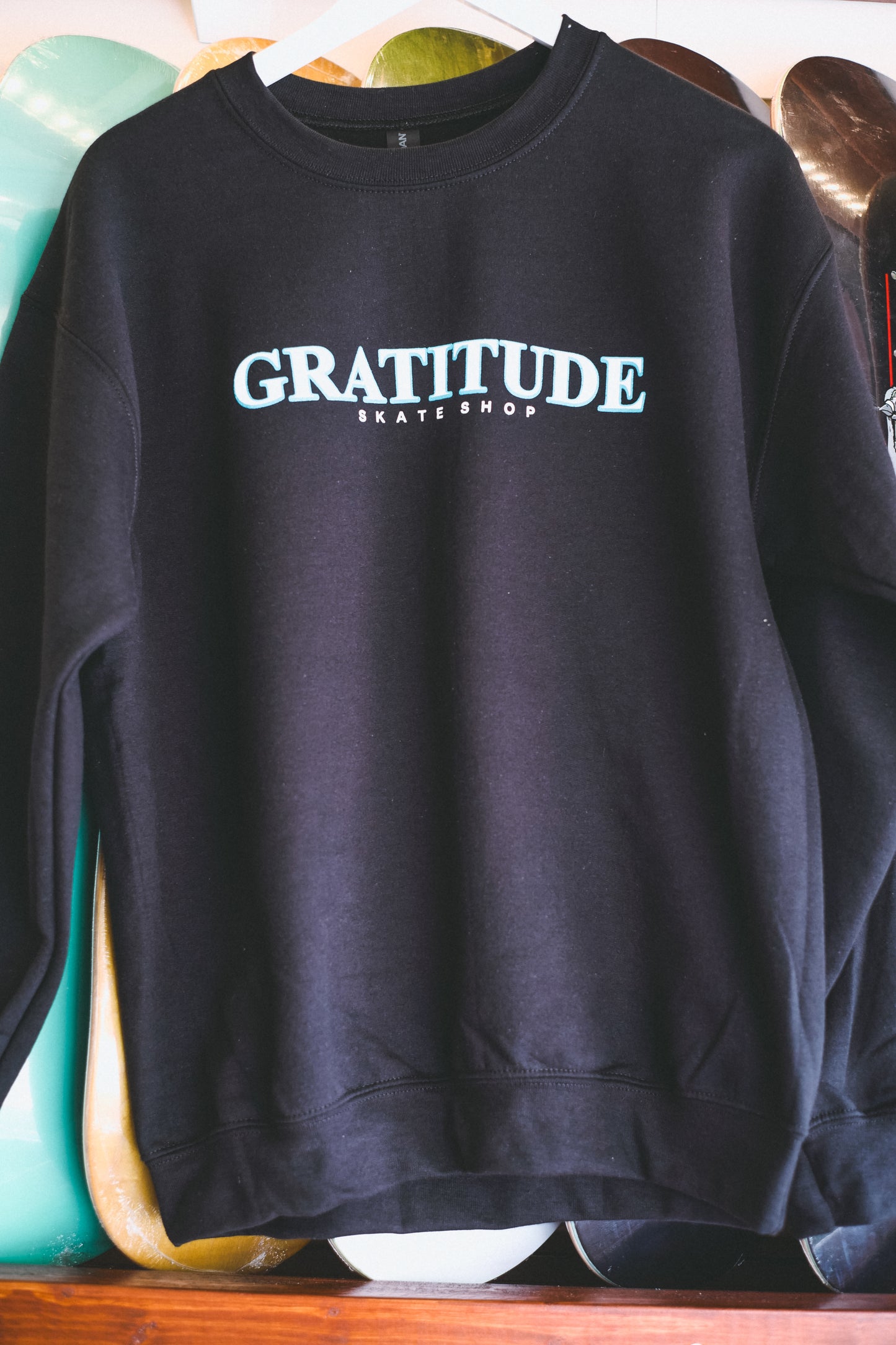 Gratitude Skateshop OG Logo Black/White/Blue Crewneck Sweat