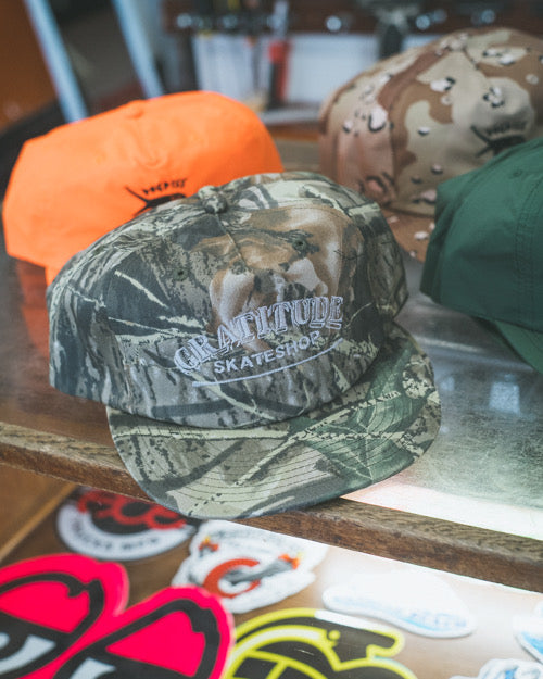 Gratitude Skateshop 'Mr Finbar' Woodland Camo Cotton Surf Cap