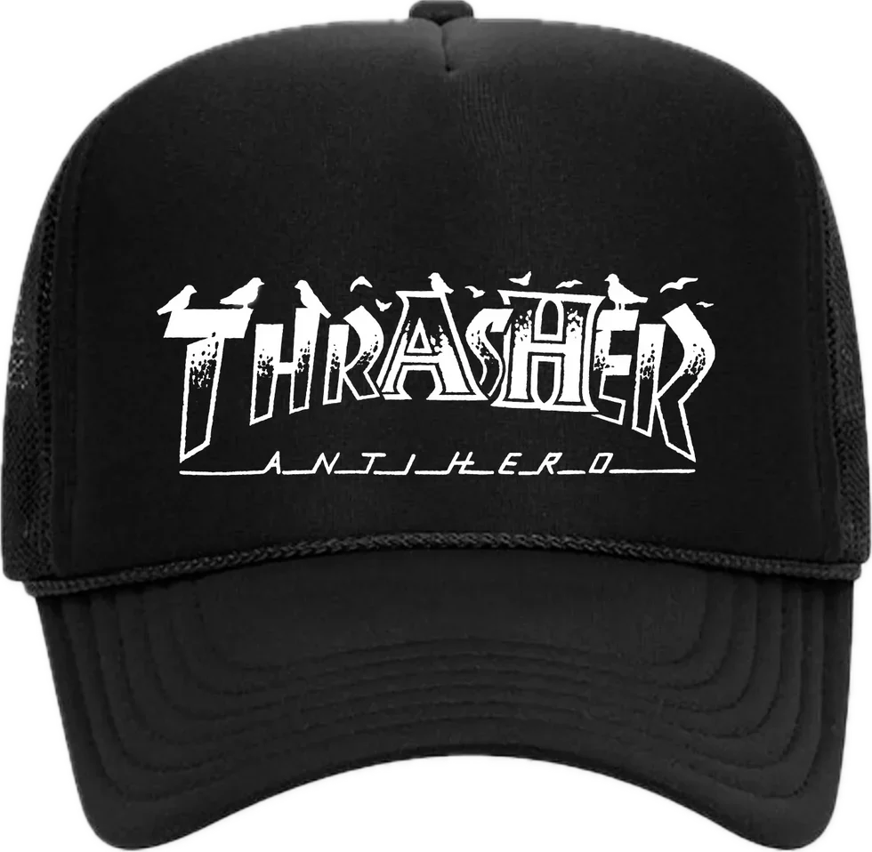 Thrasher X Antihero Trucker Pigeon Mag Black