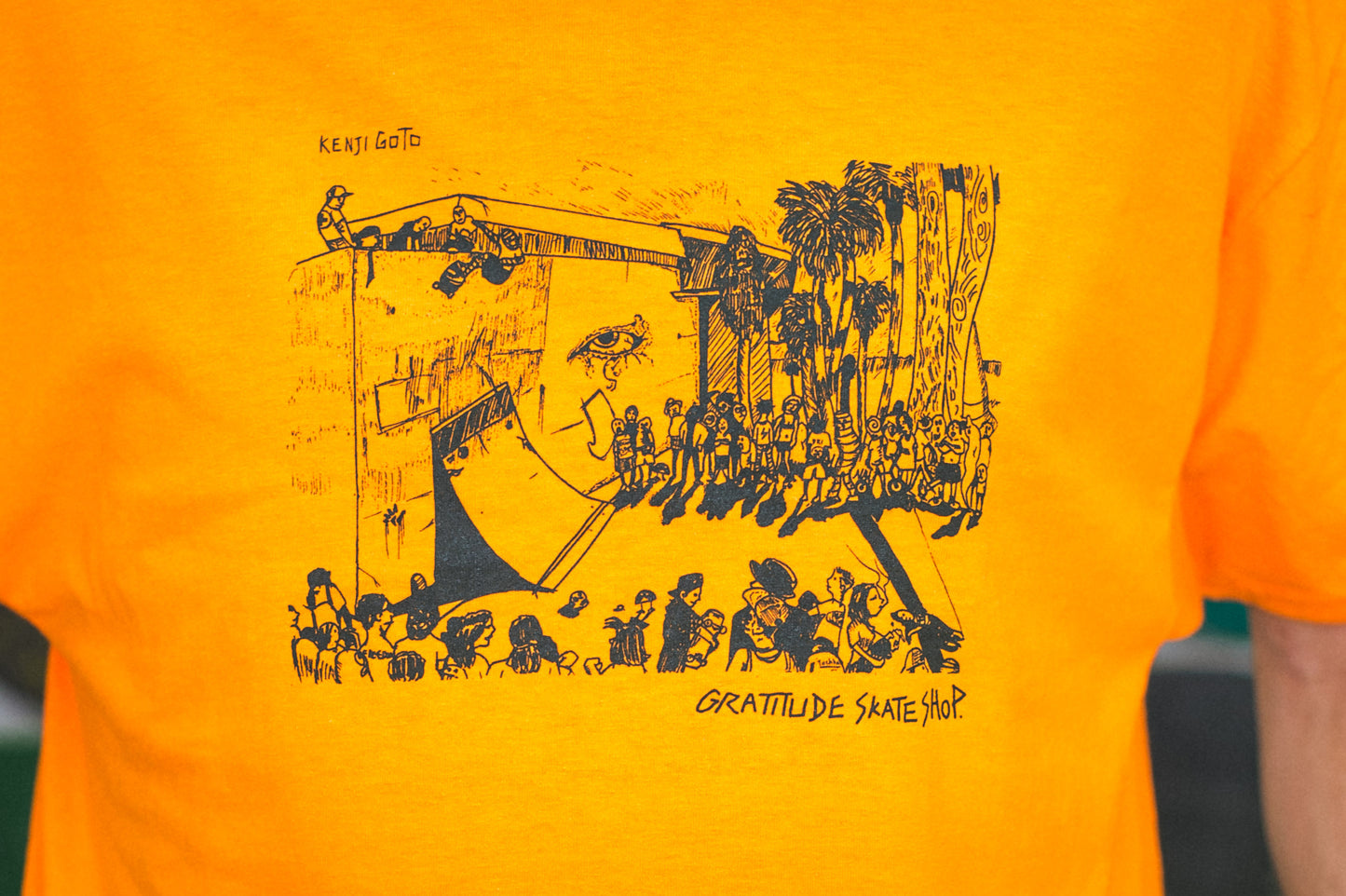 Gratitude Skateshop Kenji Goto 'Venice' Safety Orange T-Shirt