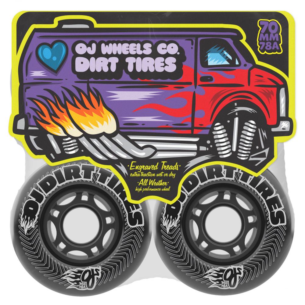 OJ Wheels Vandals Dirt Tires Thunder Black 70mm Wheels