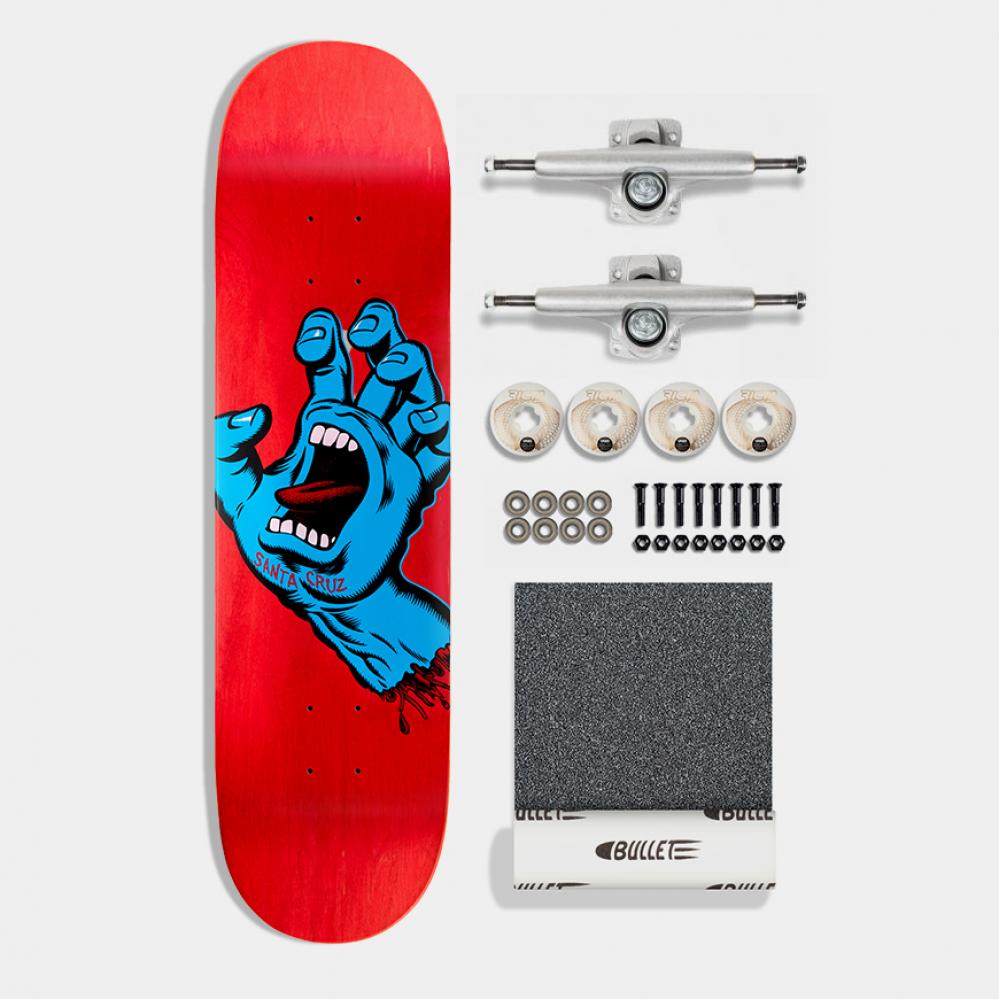 Santa Cruz Complete Kit Screaming Hand, Bullet Trucks & Ricta Wheels Red 8"