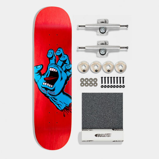 Santa Cruz Complete Kit Screaming Hand, Bullet Trucks & Ricta Wheels Red 8"