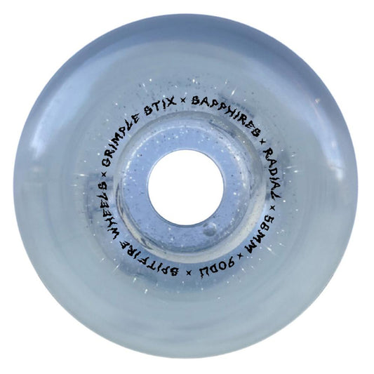 Spitfire X Grimple Sapphire Grimple Dust Clear W / Silver Glitter Wheels 58mm