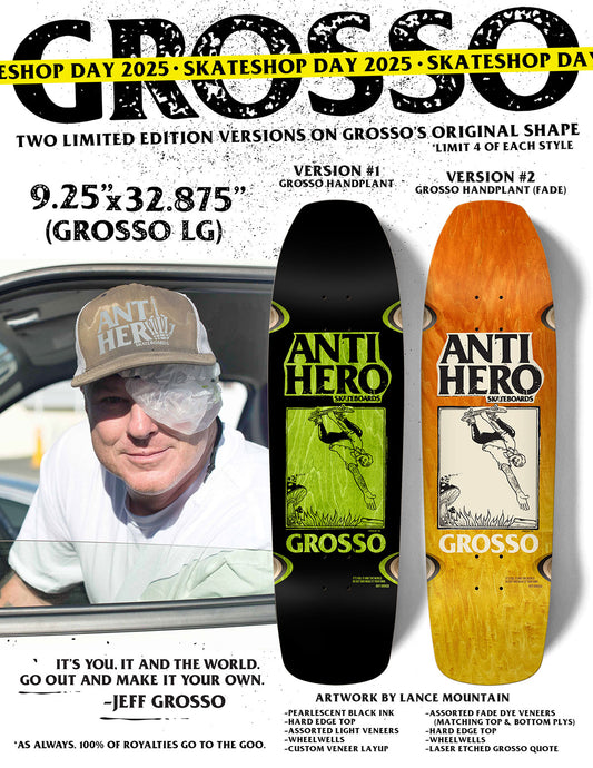 Antihero SSD Grosso Hand Plant Black 9.25" Deck