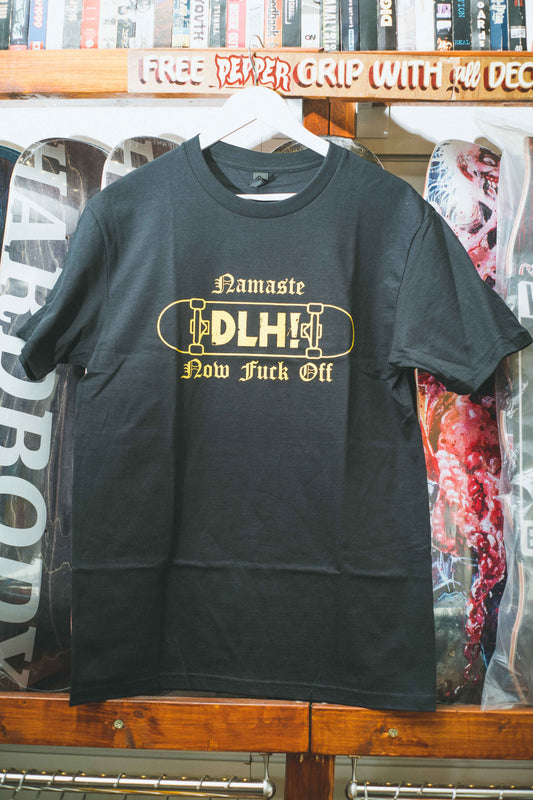 DLH 'Namaste. Now Fuck Off' Black / Yellow T-Shirt