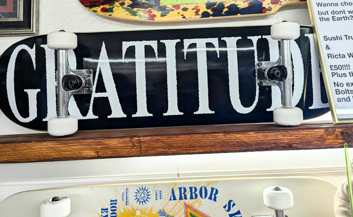 Gratitude Skateshop Crystalised 8.75” O Shape Deck with Sushi Truck Undercarriage Kit 6/8.5 DLX Silver & Orbs Apparitions 54mm Wheels